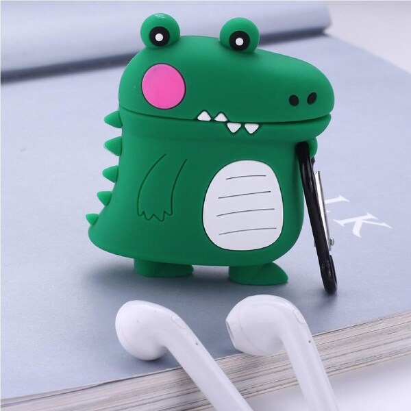 Airpods 1 2 Shockproof Silicon Gel Case Cartoon Dinosaur Green Cute Dinosaur