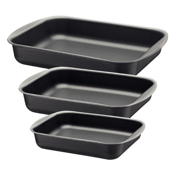 Tramontia 3 Piece Roasting Tin Baking Tray Set NonStick Deep Pan Dishwasher Safe