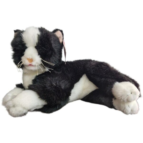 Elka Australia Plush Toy - Cat Black and White Laying 30cm