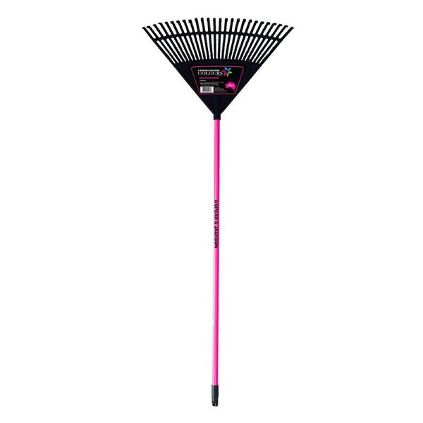Spear & Jackson Colours 26-Tines Plastic Leaf/Grass Rake Garden Tool 600mm Pink
