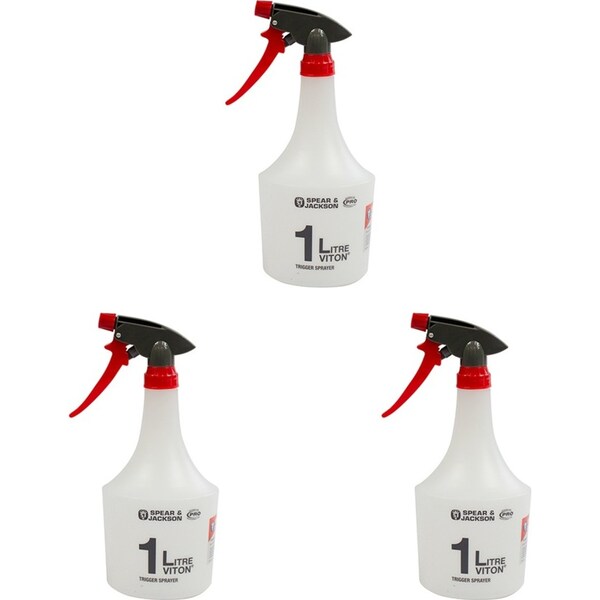 3PK Spear & Jackson Viton Trigger Action Pro Chemical Sprayer Gardening Tool 1L