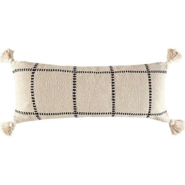 Kas Australia Windsor Filled Cushion w/Tassle Decor Rectangular 35x80cm Black