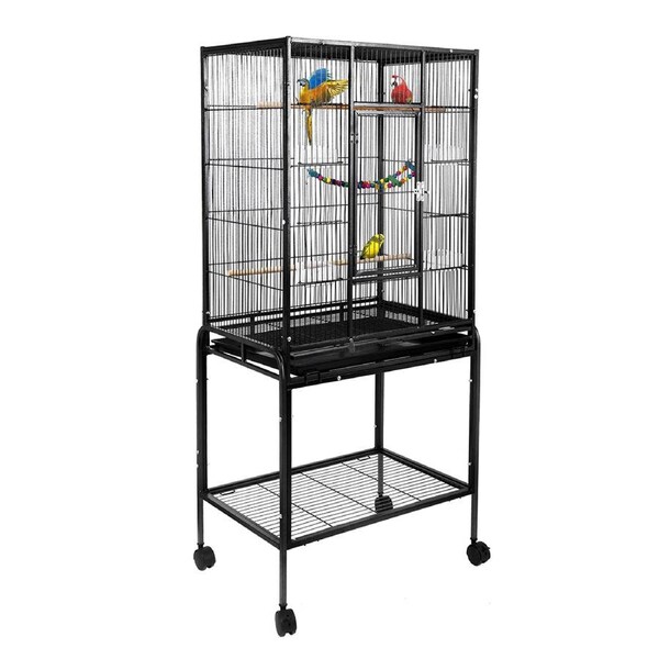 Bird Cage Parrot Aviary Pet Stand-alone Budgie Perch Castor Wheels Large 135cm