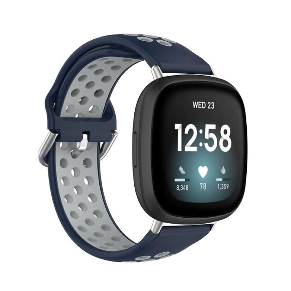 Blue & Grey Fitbit Versa 3, Versa 4 & Sense, Sense2 Watch Strap Replacement Silicone Sports Wrist Band