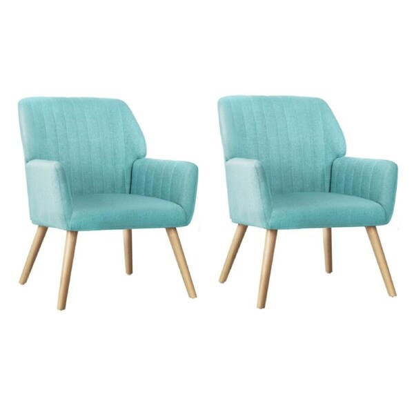 Oikiture 2x Armchair Fabric Blue