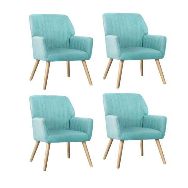 Oikiture 4x Armchair Fabric Blue