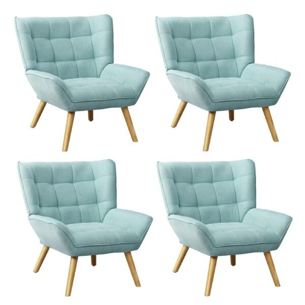 Oikiture 4x Armchair Fabric Blue
