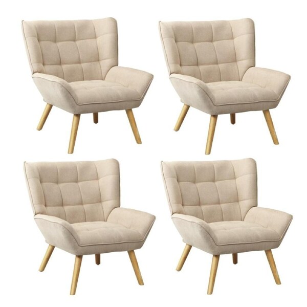 Oikiture 4x Armchair Fabric Beige