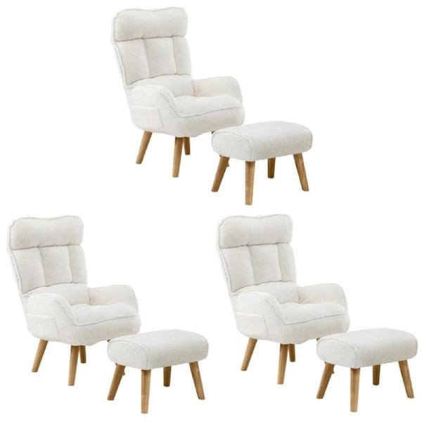 Oikiture 3X 360 Swivel Recliner Armchair Lounge Ottoman Chair With Stool Sherpa