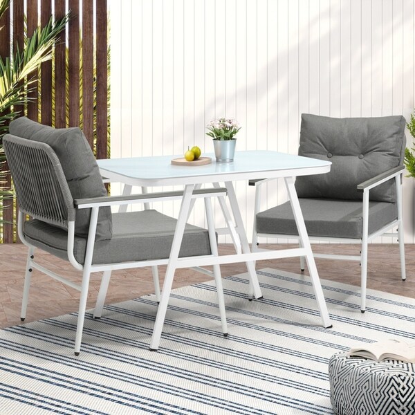 Livsip 3 Piece Outdoor Dining Set Garden Furniture Setting Marble-style Table