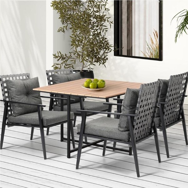 Livsip 4 Seater Outdoor Dining Set Patio Furniture Garden Rattan Chairs Setting