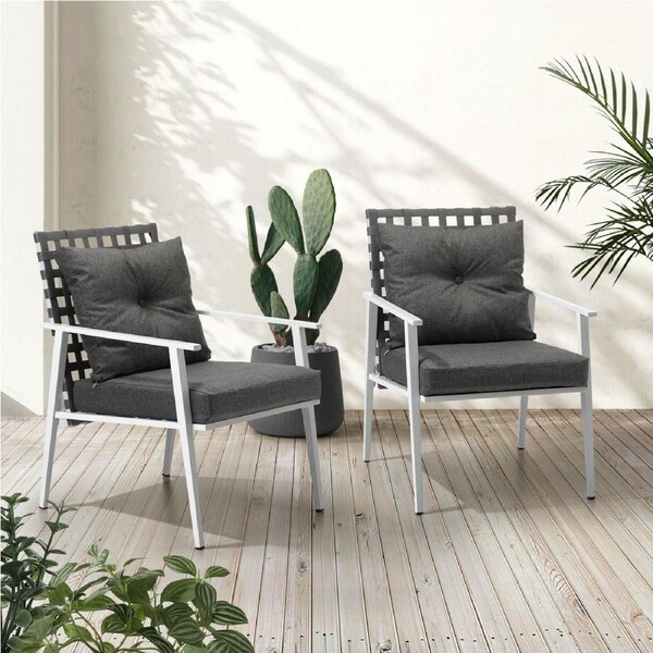 Livsip 2PCS Outdoor Rattan Chairs Setting Garden Patio Lounge Armchair White