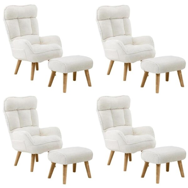 Oikiture 4X 360 Swivel Recliner Armchair Lounge Ottoman Chair With Stool Sherpa