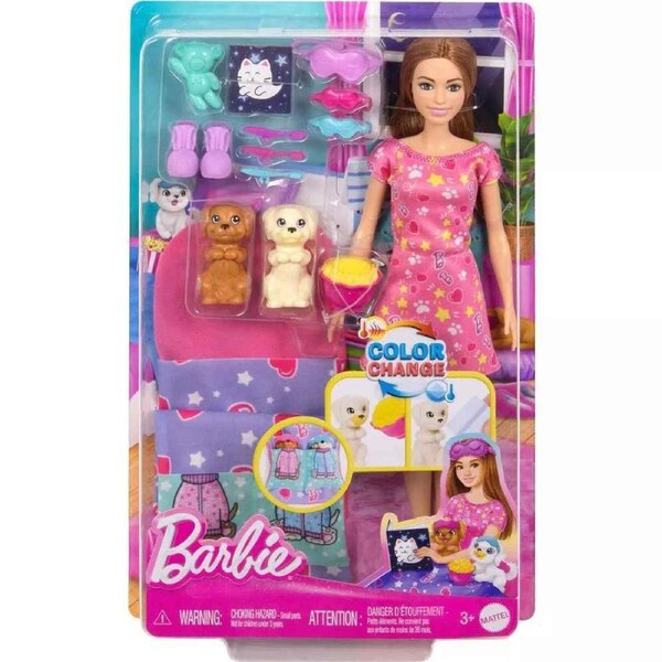 Barbie Doll & Puppy Slumber Party Playset