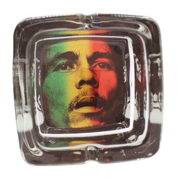 Bob Marley Glass Square Ashtray Tobacco Smoking Cigarettes Outdoor/Indoor 6