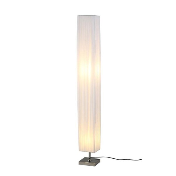 Primrose Modern Metal Chrome Base Fabric Shade Floor Standing Light Lamp White