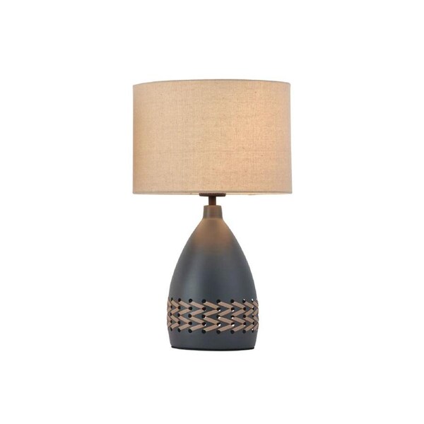 Luz Modern Metal Base Table Desk Light Lamp Fabric Shade Grey