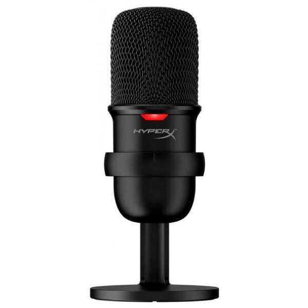 HP HyperX SoloCast - USB Microphone (Black), Flexible, adjustable stand, Tap-to-Mute Sensor with LED status indicator, Cardioid polar pattern