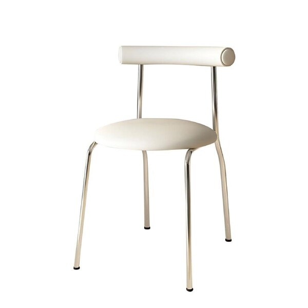 MIUZ Modern PU Leather Dining Chair Padded Armless Side Chair Steel Frame - White