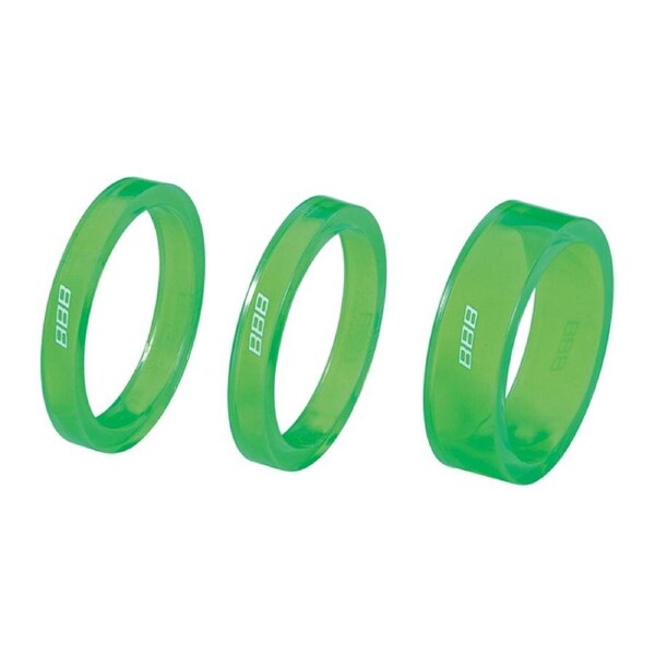 BBB Cycling TransSpace 1-1/8 2X 5mm 1X 10mm Green Trans - Green