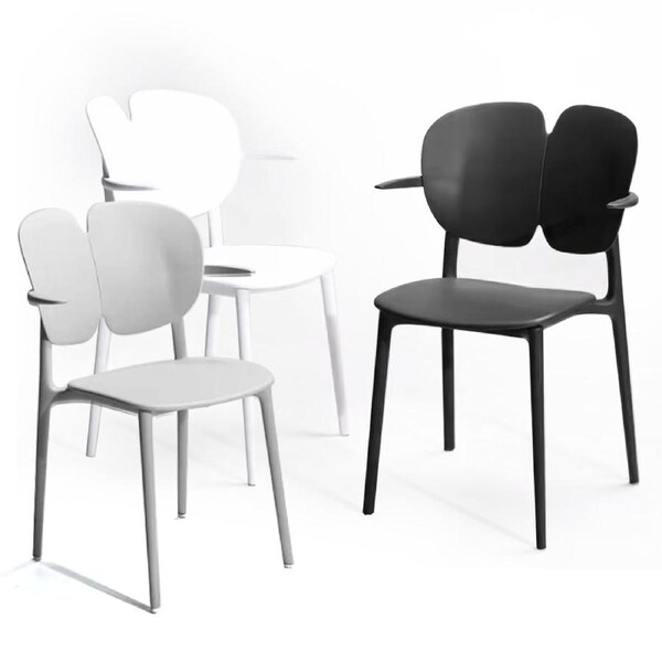4 pcs MIUZ Dining Chairs Kitchen Chair Plastic Stackable Modern Chairs Living Room - Grey