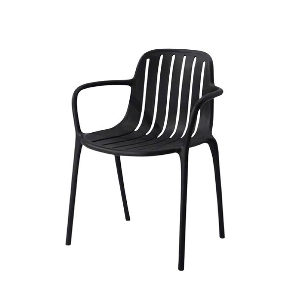 4 pcs MIUZ Dining Chair Kitchen Chairs Plastic Stackable Modern Chairs Living Room - Black