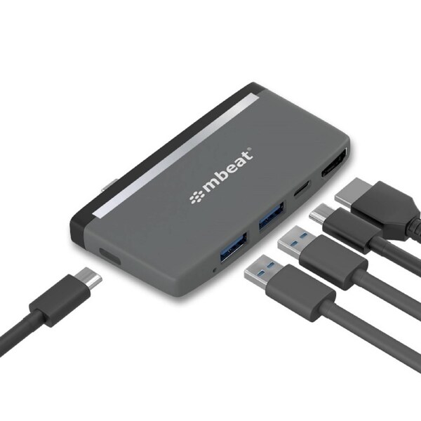 mbeat Essential Pro 5-IN-1 USB-C Hub 4k HDMI Video USB-C PD Pass through Charging
