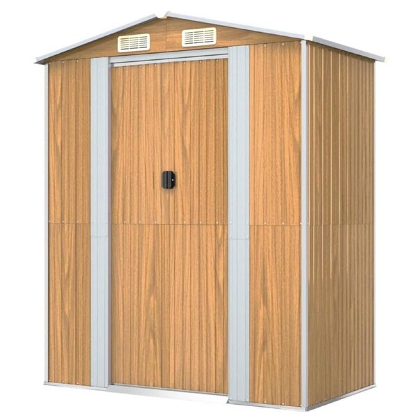 Garden Shed Outdoor Tool Storage Galvanised Steel Equipment Sheds Light Brown