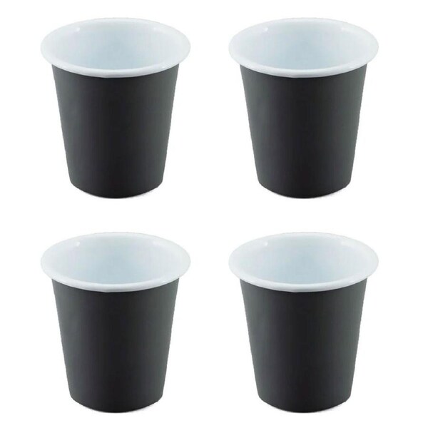 Falcon Enamelware 300ml Enamel Tumbler in Dark Grey & White 4 Pack