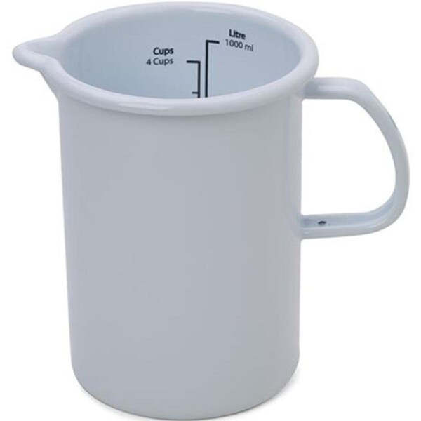 Dishy Enamelware 1L Jug with Internal Measurements in White