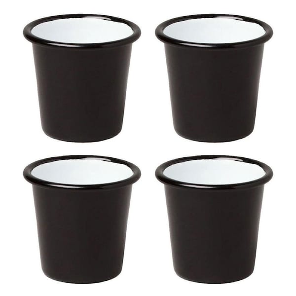 Falcon Enamelware 6cm Mini Enamel Tumbler in Black & White 4 Pack