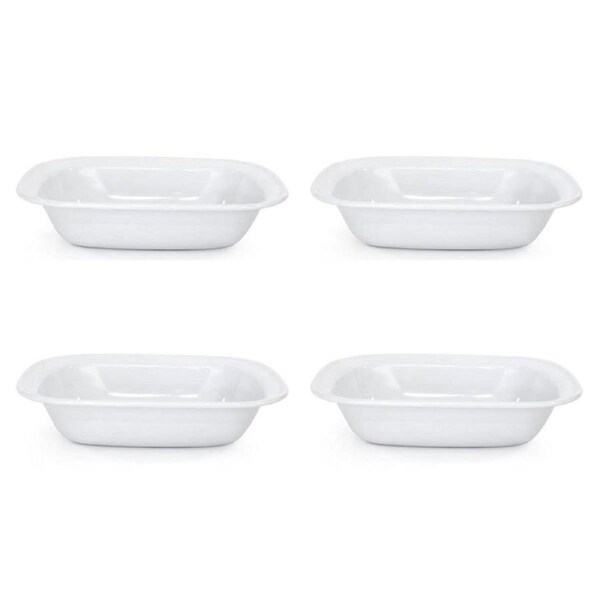 Dishy Enamelware Oblong Enamel Pie Dish 22cm in White 4 Pack