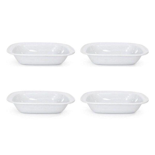 Dishy Enamelware Oblong Enamel Pie Dish 24cm in White 4 Pack