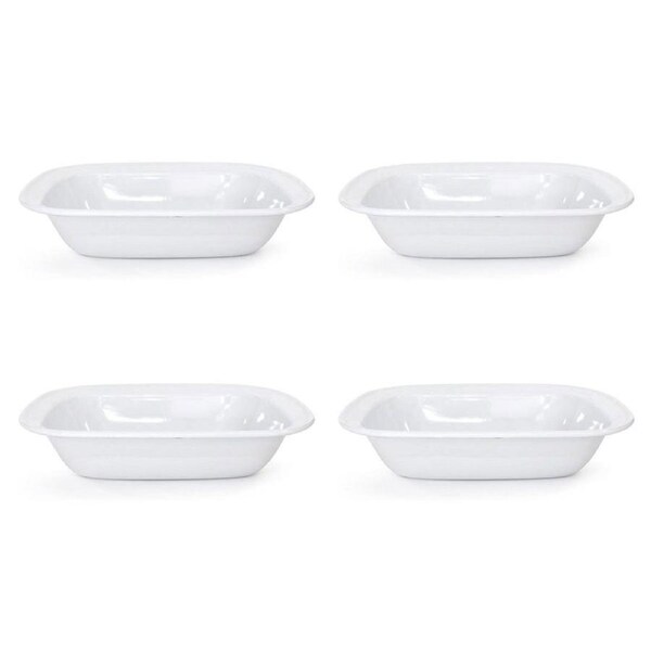 Dishy Enamelware Oblong Enamel Pie Dish 28cm in White 4 Pack