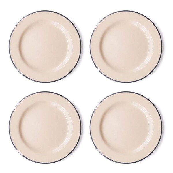 Dishy Enamelware 20cm Lunch Plate in Mocha Enamel 4 Pack