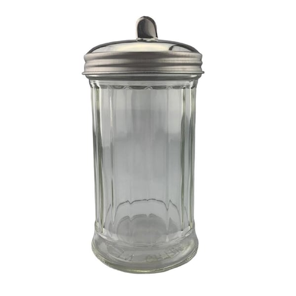Dishy Commercial Glass Sugar Pourer with Flip Cap / Top Dispenser