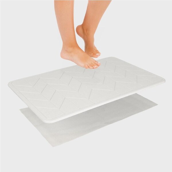 Algodon Dri Stone Bath Mat 39 x 60cm Natural White