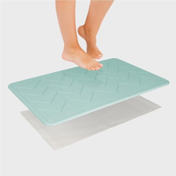 Algodon Dri Stone Bath Mat 39 x 60cm Marine Blue