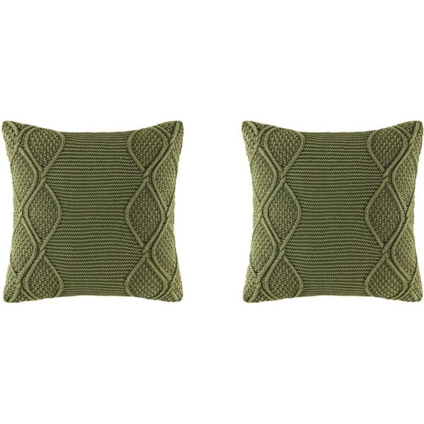 2x Kas Australia Angus Filled Cushion/Throw Pillow Sqr Home Decor 50x50cm Moss