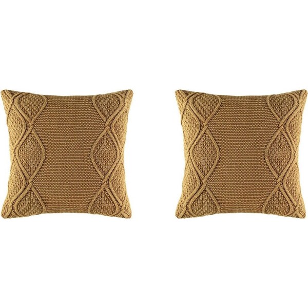 2x Kas Australia Angus Filled Cushion/Throw Pillow Square Decor 50x50cm Mustard