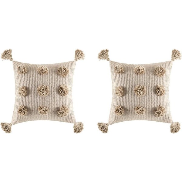 2x Kas Australia Balla Filled Cushion/Throw Pillow Square Decor 50x50cm Natural