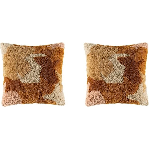 2x Kas Australia Carta Filled Cushion/Throw Pillow Square Home Decor 50x50cm Tan