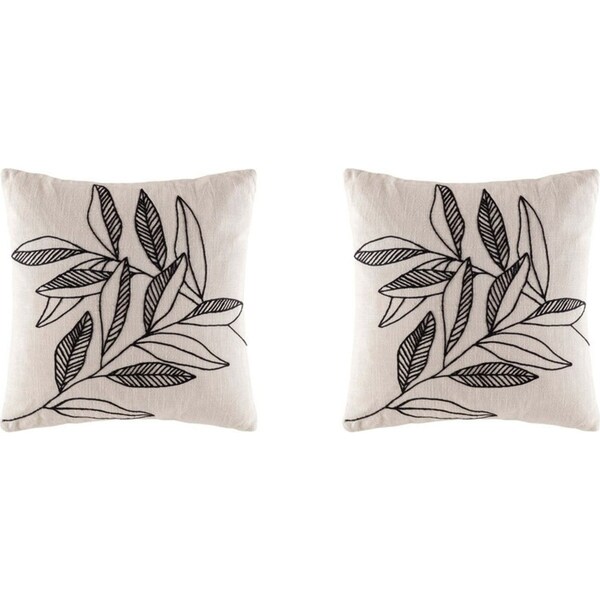 2x Kas Australia Georgie Filled Cushion/Pillow Home Decor Square 50x50cm Black