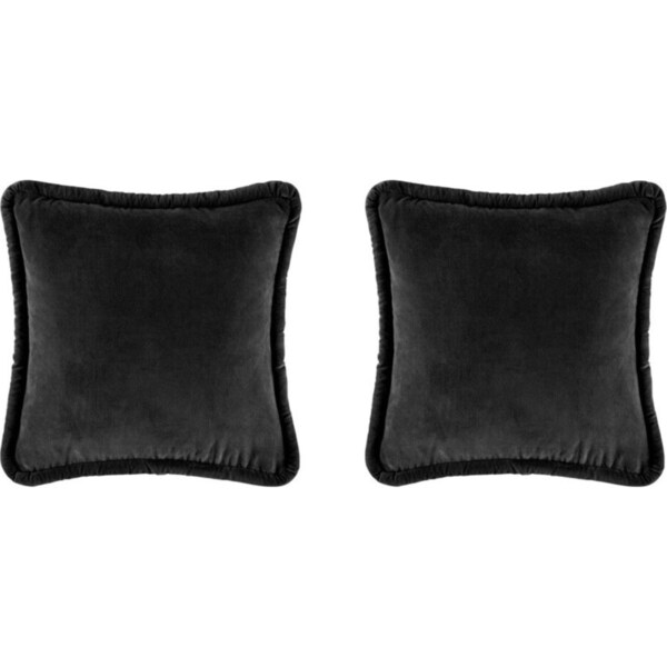 2x Kas Australia Pascale Filled Cushion/Pillow Home Decor Square 50x50cm Black