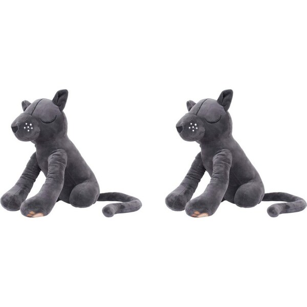 2x Kas Kids Panther Plush Toy Childrens Cuddle Stuffed Animal 33x33cm Charcoal