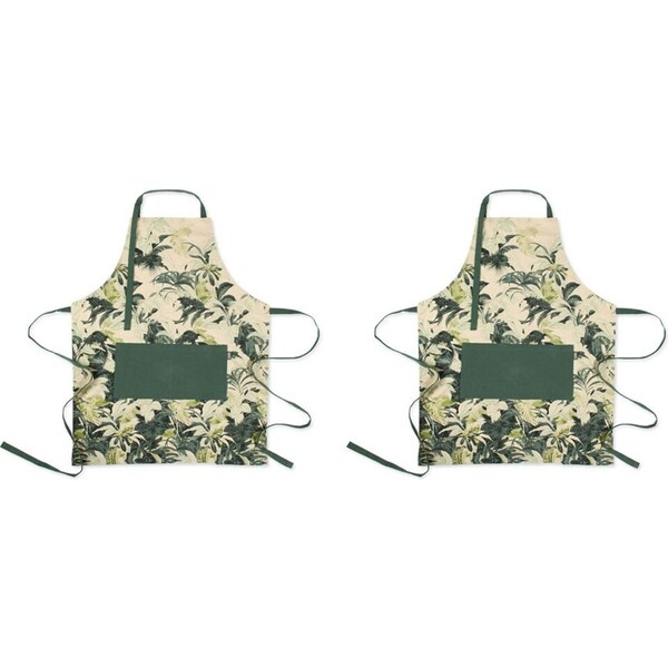 2x Kas Australia Aruba Cotton Cooking Apron Kitchen Decor 70x90cm Multicoloured