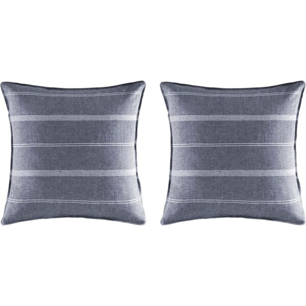 2x Kas Australia Balmoral Euro Throw Pillowcase/Cushion Cover Sqr 65x65cm Navy