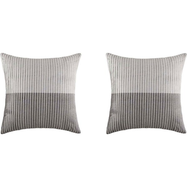 2x Kas Australia Pleated Euro Throw Pillowcase/Cushion Cover Square 65x65cm Grey