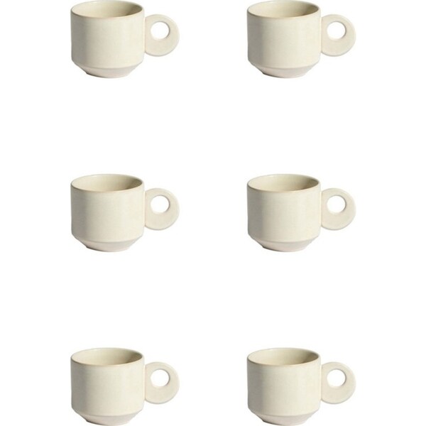 6x Ben David Lunar Stoneware Coffee Mug Cup Drinkware Home/Kitchen Decor Natural