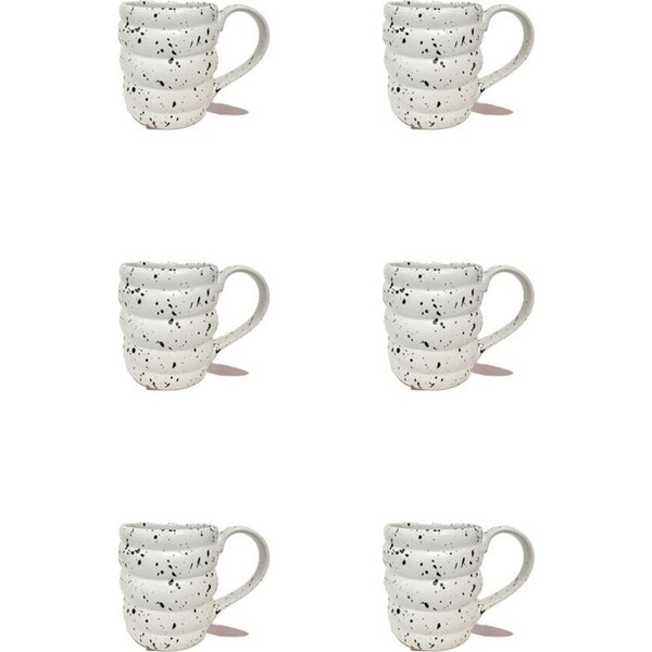 6x Ben David Wild Stoneware Coffee Mug Cup 500ml Drinkware Kitchen Decor White